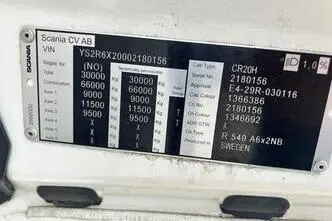 Scania R540 6X2 EURO6 + RETARDER + HYDRAULICS, 397 kW, diesel, automatic