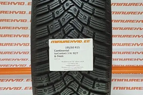 Kasutatud naastrehv 195/60R15 Continental IceContact 3 XL 92/T/