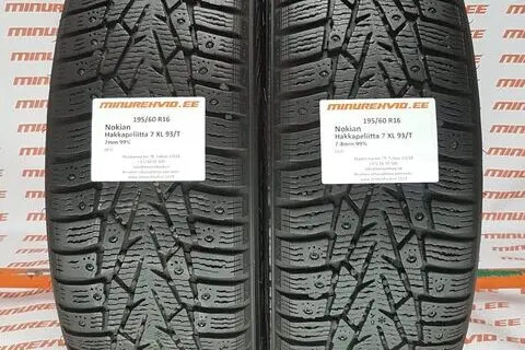 Kasutatud naastrehv 195/60R16 Nokian Hakkapeliitta 7 XL 93/T