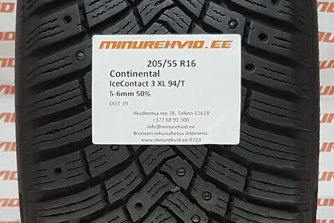 Kasutatud naastrehv 205/55R16 Continental IceContact 3 XL 94/T-