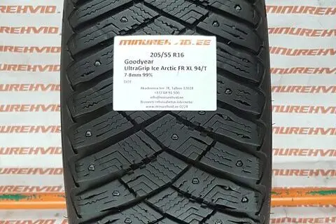 Kasutatud naastrehv 205/55R16 GoodYear UltraGrip Ice Arctic FR XL 94/T/