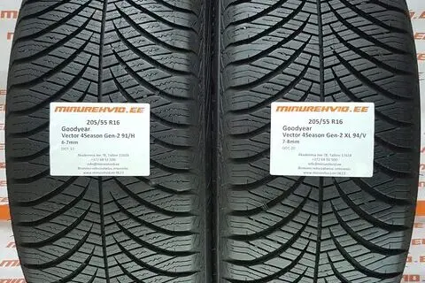 Kasutatud lamellrehv 205/55R16 GoodYear Vector 4Seasons GEN-2 XL 94/V