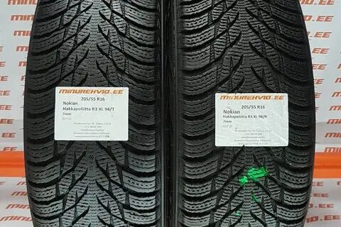 Kasutatud lamellrehv 205/55R16 Nokian Hakkapeliitta R3 XL 94/T