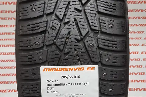 Kasutatud naastrehv 205/55R16 Nokian Hakkapeliitta 7 FR 91/T FRT