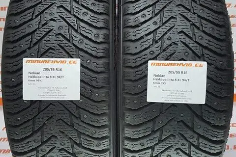 Kasutatud naastrehv 205/55R16 Nokian Hakkapeliitta 8 XL 94/T.