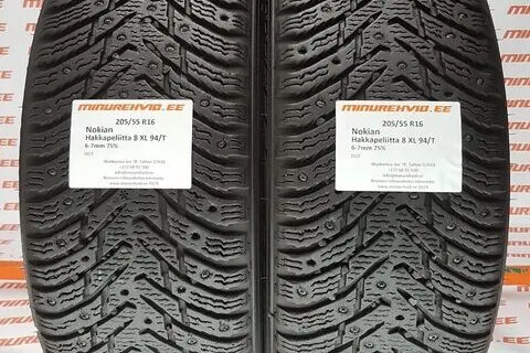 Kasutatud naastrehv 205/55R16 Nokian Hakkapeliitta 8 XL 94/T-