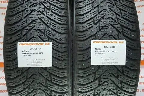 Kasutatud naastrehv 205/55R16 Nokian Hakkapeliitta 8 XL 94/T/