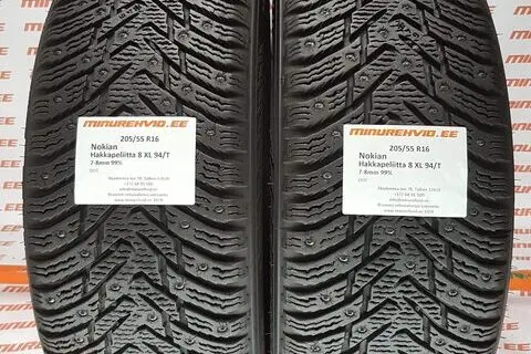 Kasutatud naastrehv 205/55R16 Nokian Hakkapeliitta 8 XL 94/T/