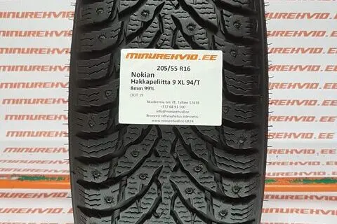 Kasutatud naastrehv 205/55R16 Nokian Hakkapeliitta 9 XL 94/T.