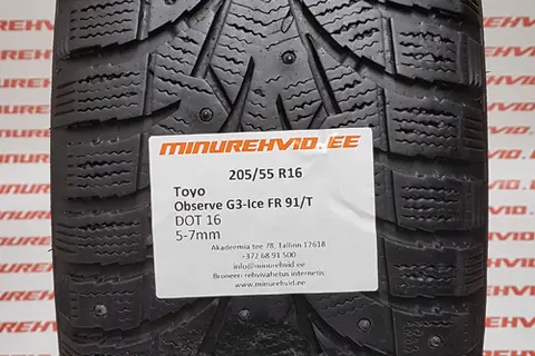 Kasutatud naastrehv 205/55R16 TOYO Observe G3-Ice FR 91/T