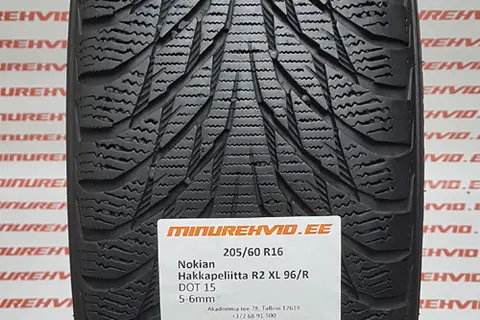Kasutatud lamellrehv 205/60R16 Nokian Hakkapeliitta R2 XL 96/R