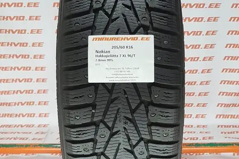 Kasutatud naastrehv 205/60R16 Nokian Hakkapeliitta 7 XL 96/T/