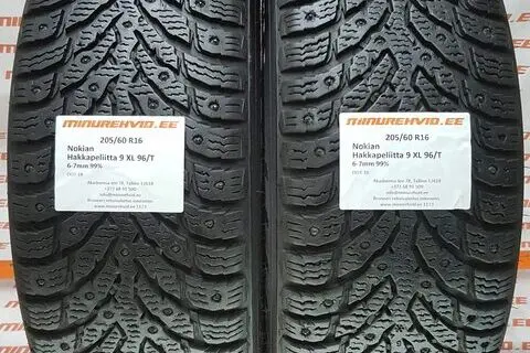 Kasutatud naastrehv 205/60R16 Nokian Hakkapeliitta 9 XL 96/T