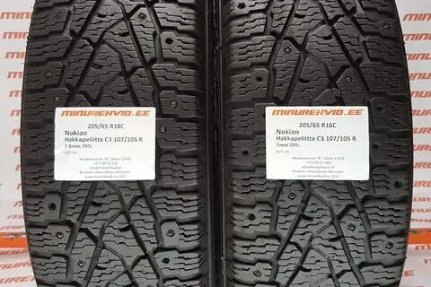 Подержанный шипованная шина 205/65R16 Nokian Hakkapeliitta C3 107/105 R