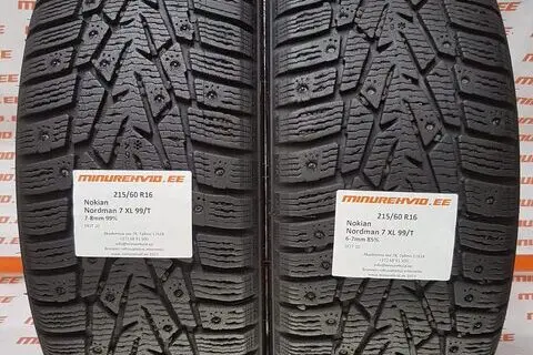Подержанный шипованная шина 215/60R16 Nokian Nordman 7 XL 99/T