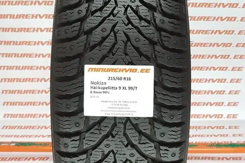 Подержанный шипованная шина 215/60R16 Nokian Hakkapeliitta 9 XL 99/T