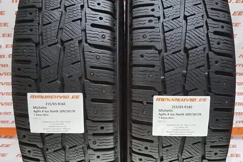 Подержанный шипованная шина 215/65R16 Michelin Agilis X-Ice North 109/107/R/