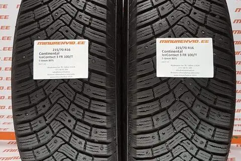 Подержанный шипованная шина 215/70R16 Continental IceContact 3 FR 100/T