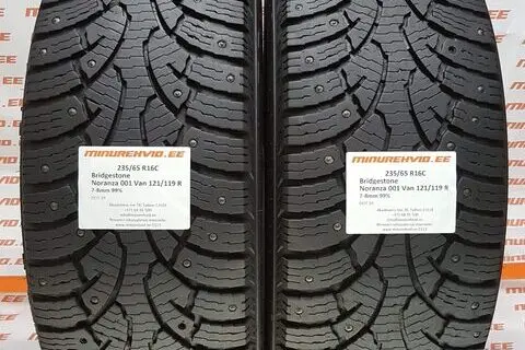 Подержанный шипованная шина 235/65R16 Bridgestone Noranza 001 Van 121/119 R/
