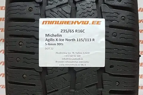 Подержанный шипованная шина 235/65R16 Michelin Agilis X-Ice North 115/113 R