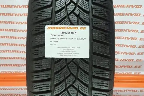 Used studless winter tire 205/55R17 GoodYear UltraGrip Performance Gen-1 XL 95/V