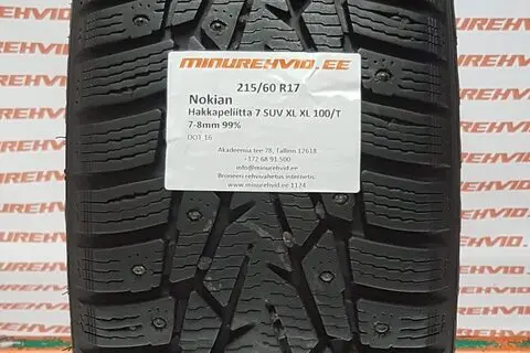 Used studded tire 215/60R17 Nokian Hakkapeliitta 7 SUV XL 100/T/