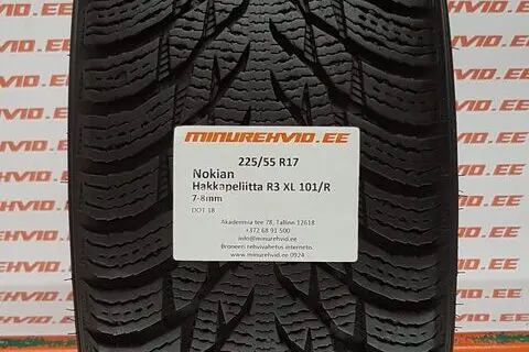 Подержанный нешипованная шина 225/55R17 Nokian Hakkapeliitta R3 XL 101/R