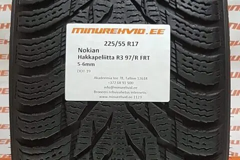 Подержанный нешипованная шина 225/55R17 Nokian Hakkapeliitta R3 FRT 97/R