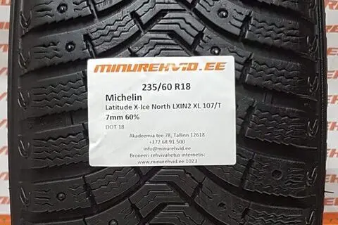 Kasutatud naastrehv 235/60R18 Michelin Latitude X-Ice North LXIN2 XL 107/T.