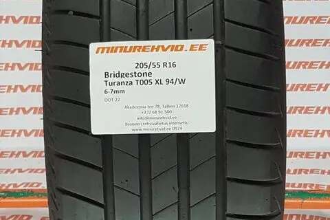 Kasutatud suverehv 205/55R16 Bridgestone Turanza T005 XL 94/W