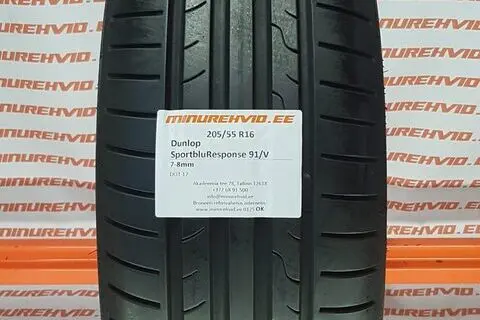 Used summer tire 205/55R16 Dunlop Sport bluResponse 91/V