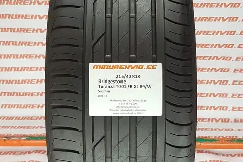 Kasutatud suverehv 215/40R18 Bridgestone Turanza T001 FR XL 89/W