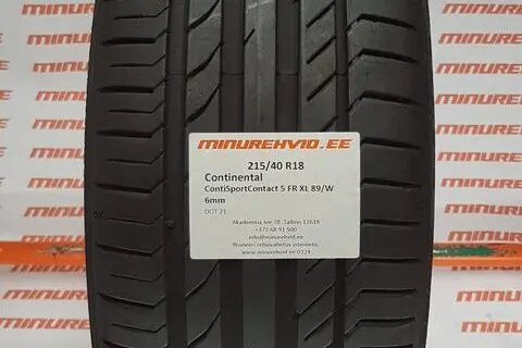 Kasutatud suverehv 215/40R18 Continental ContiSportContact 5 FR XL 89/W