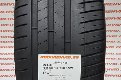 Kasutatud suverehv 225/40R18 Michelin Pilot Sport 3 FR XL 92/W