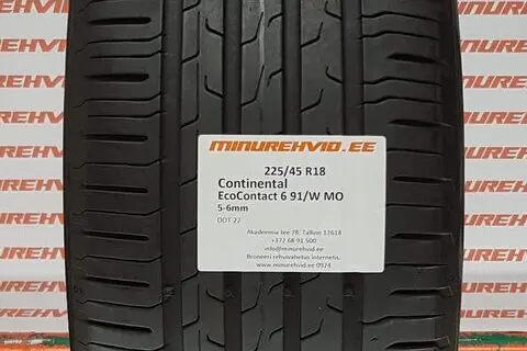 Kasutatud suverehv 225/45R18 Continental EcoContact 6 91/W MO
