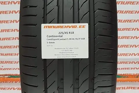 Kasutatud suverehv 225/45R18 Continental ContiSportContact 5 FR XL 95/Y SSR