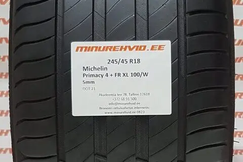 Kasutatud suverehv 245/45R18 Michelin Primacy 4 + FR XL 100/W